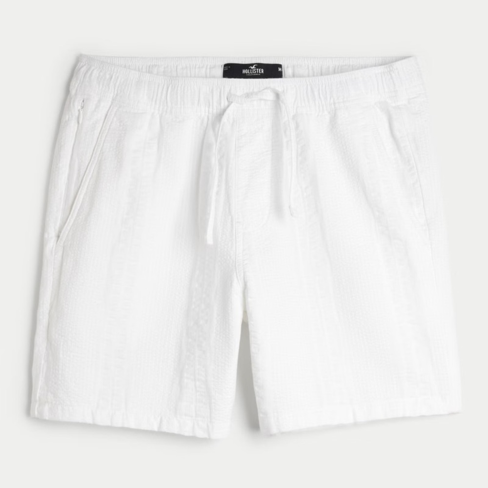 Hollister Crisp Seersucker Fabric White Casual Shorts